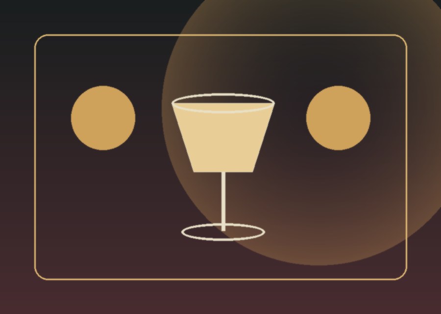 Champagne glass and warm event lighting